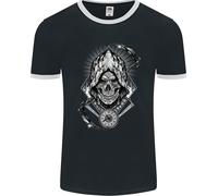 Grim Reaper Time Biker Skull Rock Music Uomo Ringer T-Shirt FotL