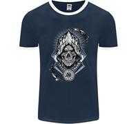 Grim Reaper Time Biker Skull Rock Music Uomo Ringer T-Shirt FotL