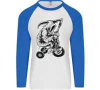 Grim Reaper Trike Bicicletta Ciclismo Gotico Uomo L/S Baseball T-Shirt