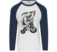 Grim Reaper Trike Bicicletta Ciclismo Gotico Uomo L/S Baseball T-Shirt