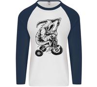 Grim Reaper Trike Bicicletta Ciclismo Gotico Uomo L/S Baseball T-Shirt