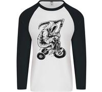 Grim Reaper Trike Bicicletta Ciclismo Gotico Uomo L/S Baseball T-Shirt