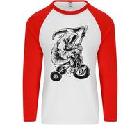 Grim Reaper Trike Bicicletta Ciclismo Gotico Uomo L/S Baseball T-Shirt