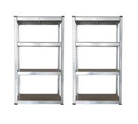 GRIMA Double Pack, Super Value Pack con 2 (due) ripiani in metallo per carichi pesanti completi! 90x40x180h con 4 ripiani in MDF (175KG per ripiano, totale 700KG)