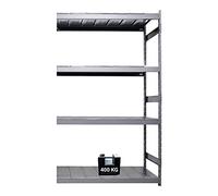 GRIMA Kompos Scaffali modulari in metallo - unità estensione - dim 100x40x240h cm (4 ripiani, 400kg per ripiano) scaffalatura per casa, ufficio, garage, negozi - Sistema ad incastro rapido - GRIGIO