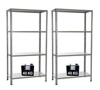 GRIMA Offerta Speciale Confezione Doppia, Confezione Super Conveniente con 2 (due) ripiani completi - dim 75X30x136cm, 4 ripiani regolabili (40 kg per ripiano, totale 160 kg) Ripiano in Metallo