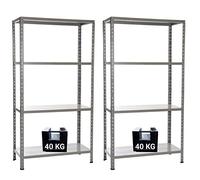 GRIMA Offerta Speciale Pacco Doppio, Super Pacco Convenienza con 2 (due) scaffali completi - dim 60x30x140cm, 4 ripiani (40 kg per ripiano, totale 160 kg)