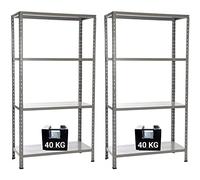 GRIMA PACCO DOPPIO CON 2 SCAFFALI COMPLETI A BULLONE 60 X 30 X 140 CM 4 RIPIANI 40 KG