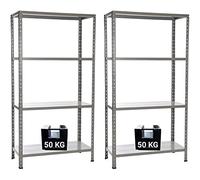 Grima PACCO DOPPIO CON 2 SCAFFALI COMPLETI A BULLONI 90 X 40 X 174 CM 4 RIPIANI 50 KG