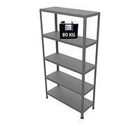 Grima SCAFFALE IN METALLO “GRIGIO MARTELLATO” ETTORE KIT BULLONI 100 X 40 X H187 CM CON 5 PIANI