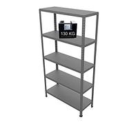 Grima SCAFFALE IN METALLO “GRIGIO NUVOLATO” ETTORE KIT BULLONI 100 X 40 X H187 CM CON 5 PIANI CON PORTATA KG. 130 PER PIANO