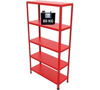 GRIMA SCAFFALE IN METALLO “ROSSO” ETTORE KIT BULLONI 100 X 40 X H187 CM CON 5 PIANI, taglia 1