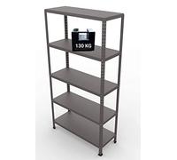 GRIMA Scaffale Metallo 5 ripiani 100x40x187h (130 kg per ripiano, totale 650 kg) Scaffali in metallo per garage pesi, scaffalature per cucina, ufficio, scaffale professionale in metallo - Grigio Scuro