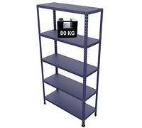 GRIMA Scaffale Metallo 5 ripiani - 100x40x187h cm (80 kg per ripiano, totale 400 kg) Scaffali in metallo per garage pesi, scaffalature per cucina, ufficio, scaffale professionale in metallo (Blu)