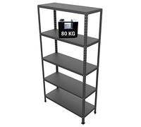 GRIMA Scaffale Metallo 5 ripiani, 100x40x187h cm (80 kg per ripiano, totale 400 kg) Scaffali in metallo per garage pesi, scaffalature per cucina, ufficio, scaffale professionale in metallo (Antracite)