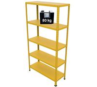 GRIMA Scaffale Metallo 5 ripiani - 100x40x187h cm (80 kg per ripiano, totale 400 kg) Scaffali in metallo per garage pesi, scaffalature per cucina, ufficio, scaffale professionale in metallo (Giallo)