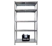 GRIMA Scaffale Metallo Zincato 5 ripiani - 100x40x195 cm (260 kg per ripiano, totale 1300Kg) scaffali in metallo per garage pesi, scaffalature, scaffale professionale in metallo, Sistema ad incastro
