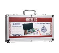 Grimaud Valigetta da Poker Maverick con 300 gettoni + 2 set di 54 carte + 5 dadi - regole del Texas Hold'em incluse