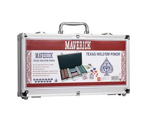 Grimaud Valigetta da Poker Maverick con 300 gettoni + 2 set di 54 carte + 5 dadi - regole del Texas Hold'em incluse