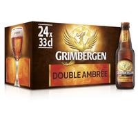 Grimbergen Double Ambrée, Cassa con 24 Bottiglie da 33cl, Birra d'Abbazia Dubbel, Gusto Corposo e Tostato, Gradazione Alcolica 6.5% Vol.
