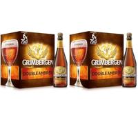 Grimbergen Double Ambrée, Cassa con 6 Bottiglie da 75 irra d'Abbazia Dubbel, Gusto Corposo e Tostato, Gradazione Alcolica 6.5% Vol. (Confezione da 2)