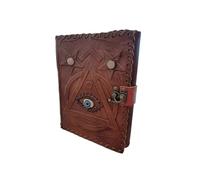 Grimoire - Diario e taccuino in pelle bianca, libro degli incantesimi per stregoneria, grimorio delle ombre, carta riciclata ecologica, 20 x 15 cm (pentacolo)