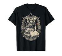 Grimoire Reader Witchy Halloween Occulto Goth Design Maglietta con Stampa Grafica Economica