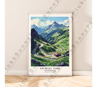 Grimsel Passaportp Poster Svizzera Viaggi Stampa Illustrazione Décor Regalo