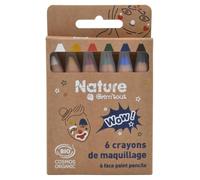 Grim'Tout - Natura Set di 6 matite per trucco facciale - Certificate Bio - Trucco per feste per bambini e adulti: compleanno, Halloween, carnevale, Kermesse - Colori WOW!