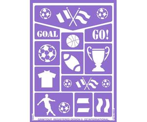 GRIM'TOUT Stencil per trucco per bambini - Sport - 21x15 cm - Riutilizzabile e lavabile - Festa, Fiera e Compleanno - Kit per il trucco del viso, disegno, tatuaggio temporaneo - Bambina, Bambino