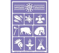 GRIM'TOUT Stencil Trucco Bambini - Indiano - 21x15 cm - Riutilizzabile e Lavabile - Feste, Kermesse e Compleanni - Kit per Pittura Viso, Disegni, Tatuaggi Temporanei - Bambina, Bambino