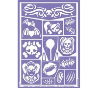 GRIM'TOUT Stencil Trucco Bambini - Principessa Dracula - 21x15 cm - Riutilizzabile e Lavabile - Feste, Kermesse e Compleanni - Kit per Pittura Viso, Disegni, Tatuaggi Temporanei - Bambina, Bambino