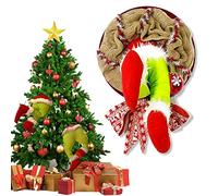 Grinch Decorazione Natale Porta,Ghirlanda Porta Natale,Ghirlanda Grinch di Peluche,Fuoriporta Natalizio del Ladro Da Utilizzare su Caminetti,Pareti,Finestre e Decorazioni