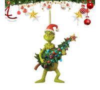 Grinch, decorazioni natalizie, ornamento da appendere decorazioni per albero di natale, unico divertente resina verde decorazione natalizia per la casa e le feste (A)
