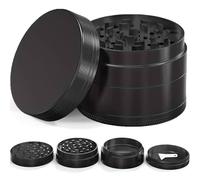 Grinder 50 mm Spezie Macina Tritino,Grinder Metallo, portatile,Coperchio Magnetico, 4 strati, lega di zinco, per spezie(Nero)