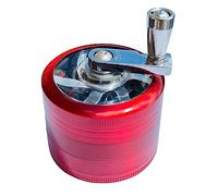 GRINDER CON MANIVELLA 4 PARTI 50 mm di diametro zinco robusto metallo macina spezie (rosso)