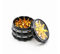 Grinder Metallo Trita Spezie Peperoncino Erba Lega di Alluminio 63mm Tritino Macina Caffé Erbe Macinapepe Pepe Spice 4 Pezzi con Setaccio per Polline - Fulmine Giallo