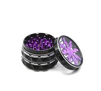 Grinder Metallo Trita Spezie Peperoncino Erba Lega di Alluminio 63mm Tritino Macina Caffé Erbe Macinapepe Pepe Spice 4 Pezzi con Setaccio per Polline - Fulmine Viola