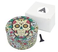 Grinder metallo XXL 75 mm ALLOY KRAFT | Stampa Premium a 360° e lame ultra affilate | Grinder grande 4 pezzi per spezie ed erbe | Disegni teschio messicano (modello 2)