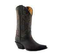 Grinders Buffalo Stivali Unisex di Pelle Marrone Stile Cowboy 9