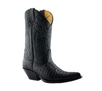 Grinders Carolina Croc Stivali Neri da Uomo Cowboy da Ballo 8