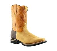 Grinders El Paso Stivali Unisex Altezza Polpaccio di Pelle Marrone Chiaro Stile Cowboy 9