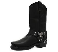 Grinders Nero Eagle Uomini Hi Cowboy Moto Pelle Occidentali Nuovi Stivali 43