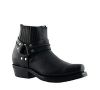 Grinders Renegade Lo Stivaletti Unisex di Pelle Nera Stile Motociclista Cowboy 12