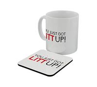 Grindstore Boccale You Just Got Litt Up Mug & Coaster Set Bianca