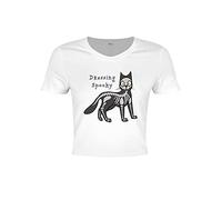 Grindstore da Donna Spooky Cat Dressing Spooky Crop Top Maglietta Bianca