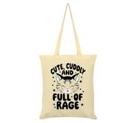 Grindstore Kitsch Kitten Cute, Cuddly & Full Of Rage - Borsa tote color crema