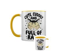 Grindstore Kitsch Kitten Cute, Cuddly & Full of Rage Yellow Inner Tazza bicolore