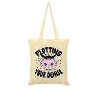 Grindstore Kitsch Kitten Plotting Your Demise - Borsa tote color crema