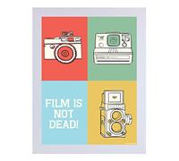Grindstore - Mini poster con cornice in legno bianco Film is Not Dead, 35 x 45 cm
